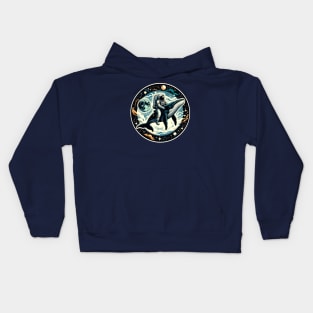 An astronaut riding a whale in outer space Kids Hoodie